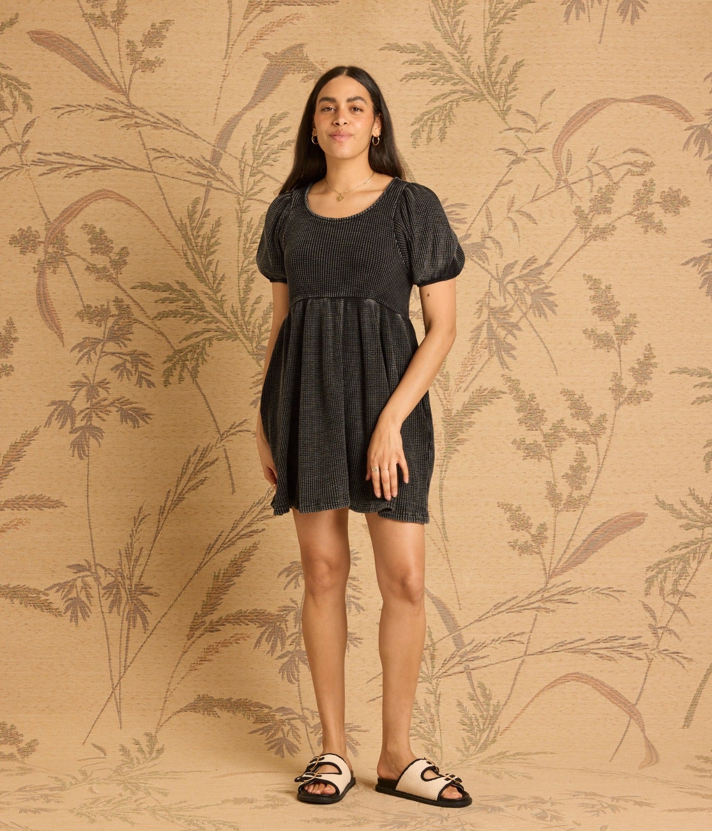 Ethel Waffle Knit Dress - Black