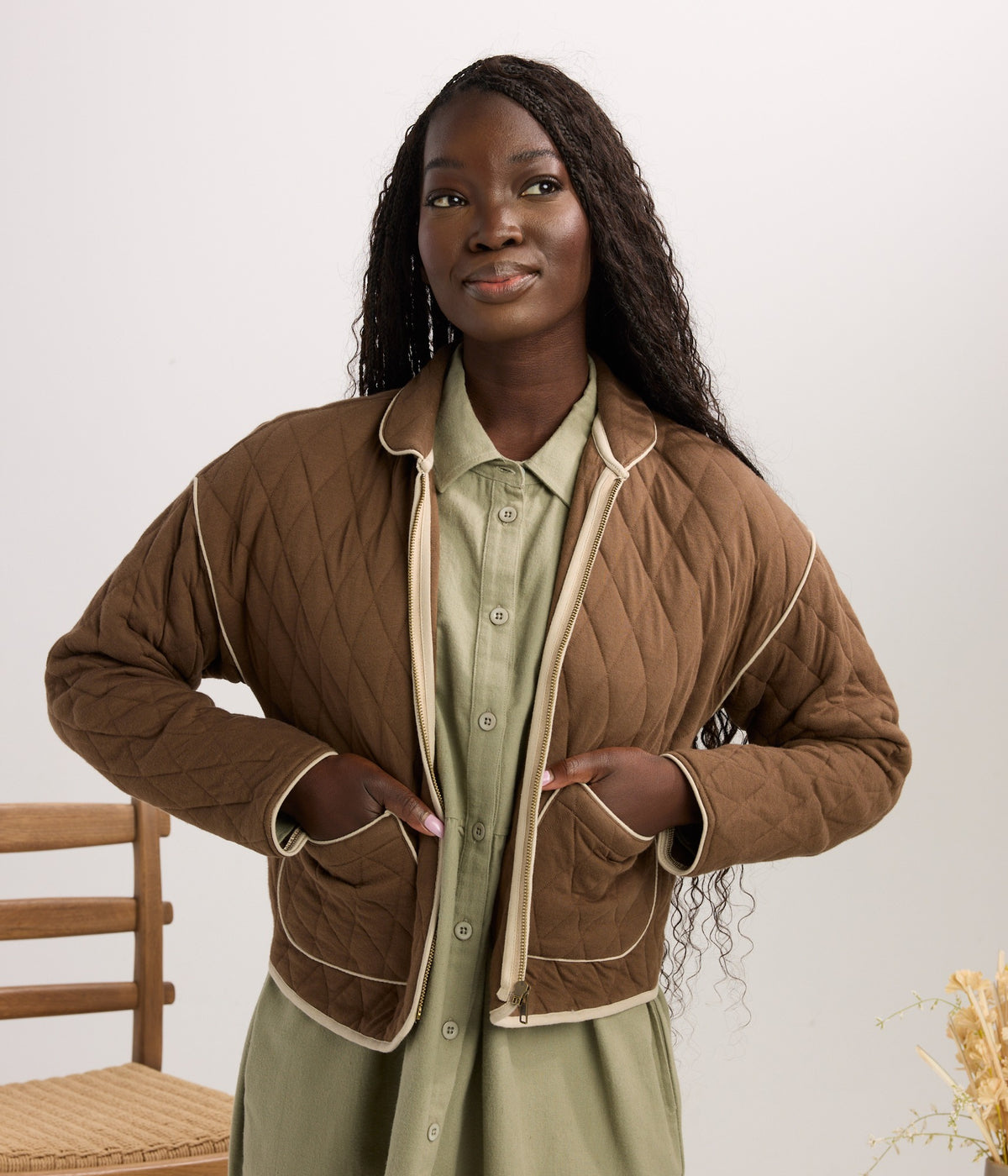 Elderberry Quilted Jacket - Chocolate