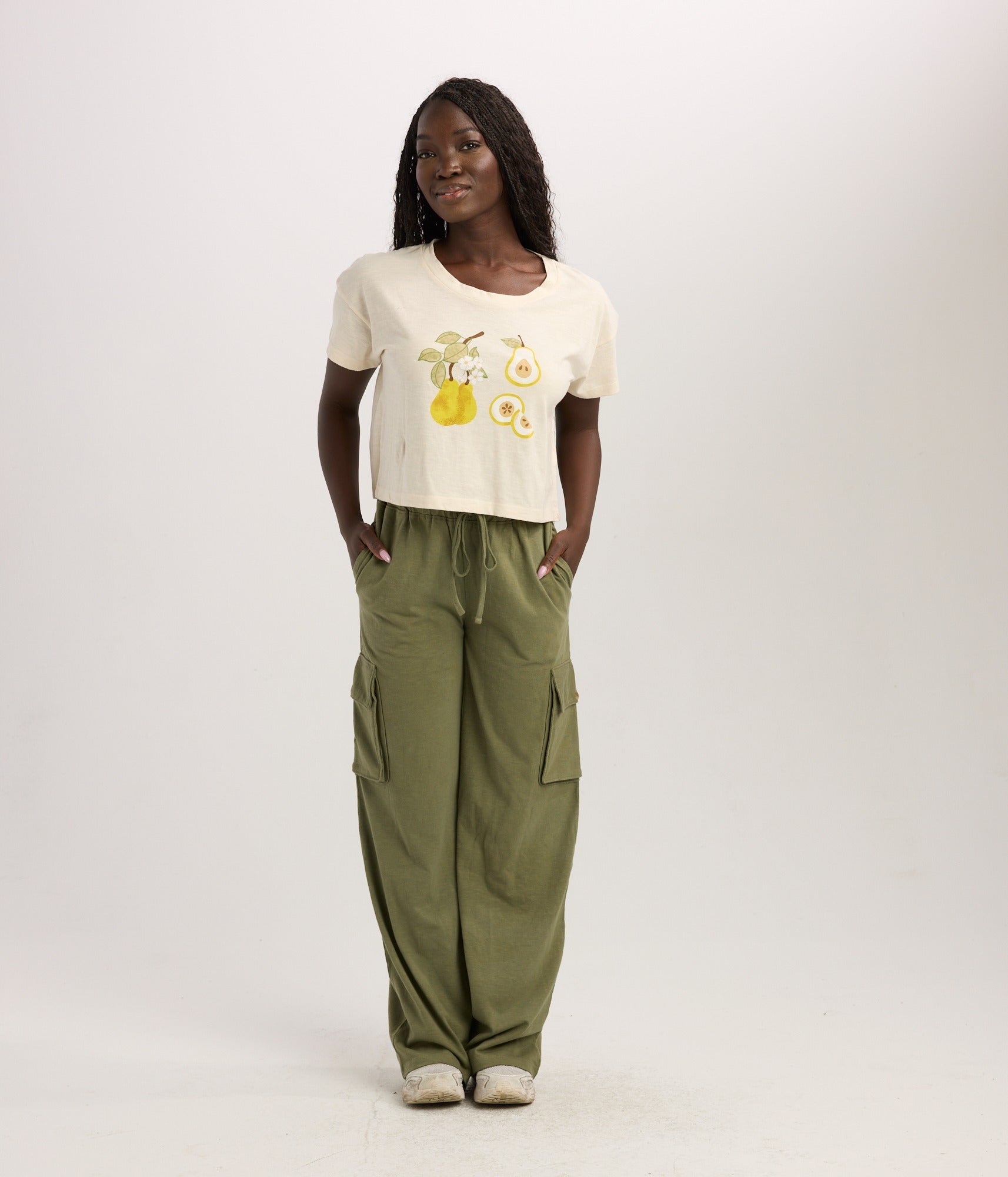 Pear Crop Tee - Stone