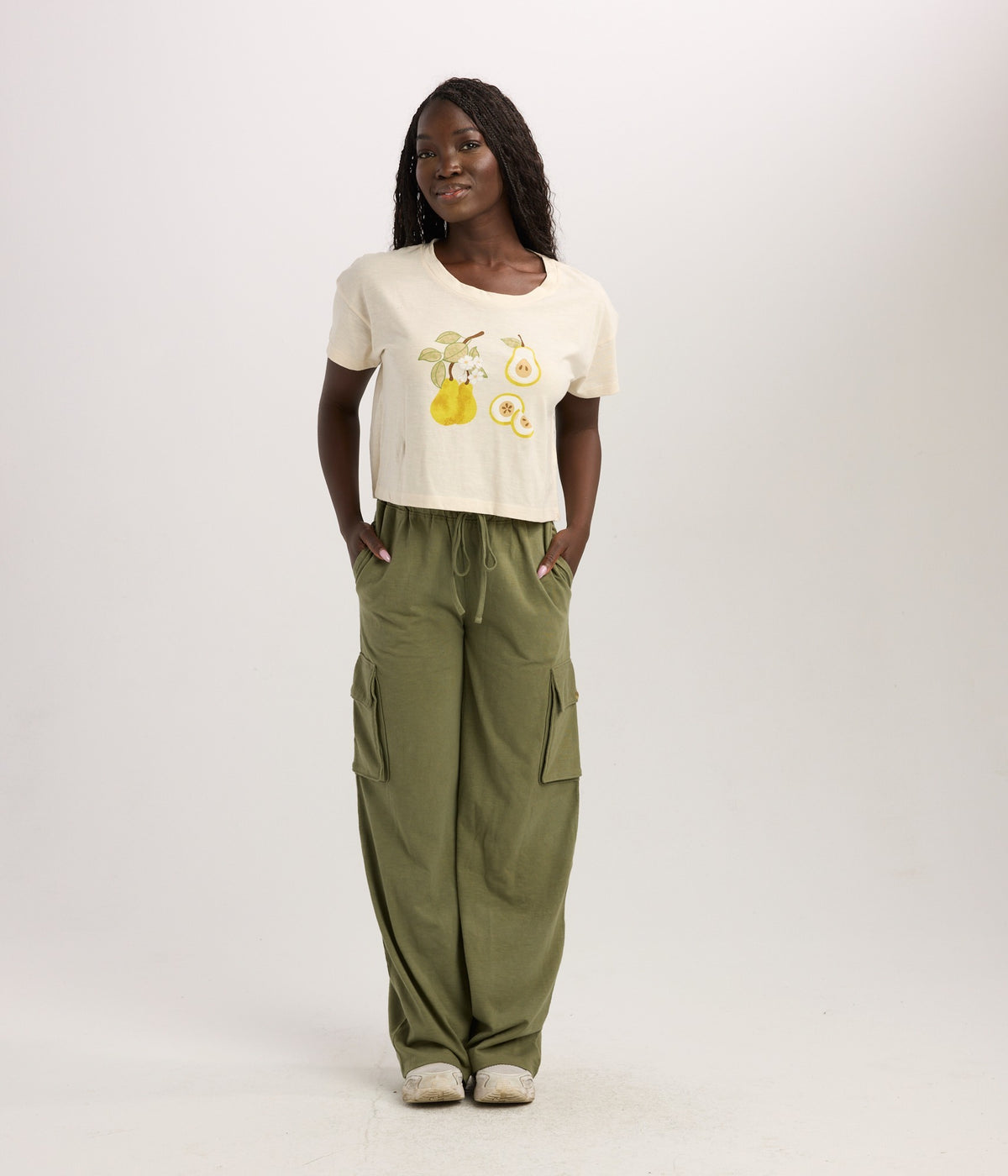 Pear Crop Tee - Stone