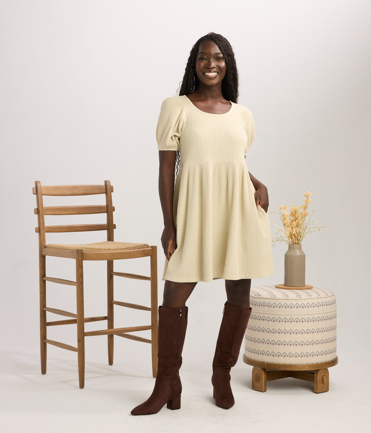Ethel Waffle Knit Dress - Lunar