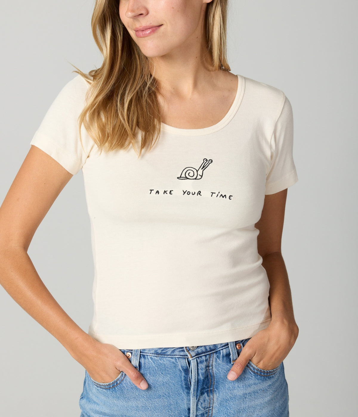 Take Your Time Baby Tee - Pearl