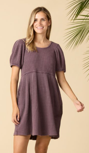 Ethel Waffle Knit Dress - Plum