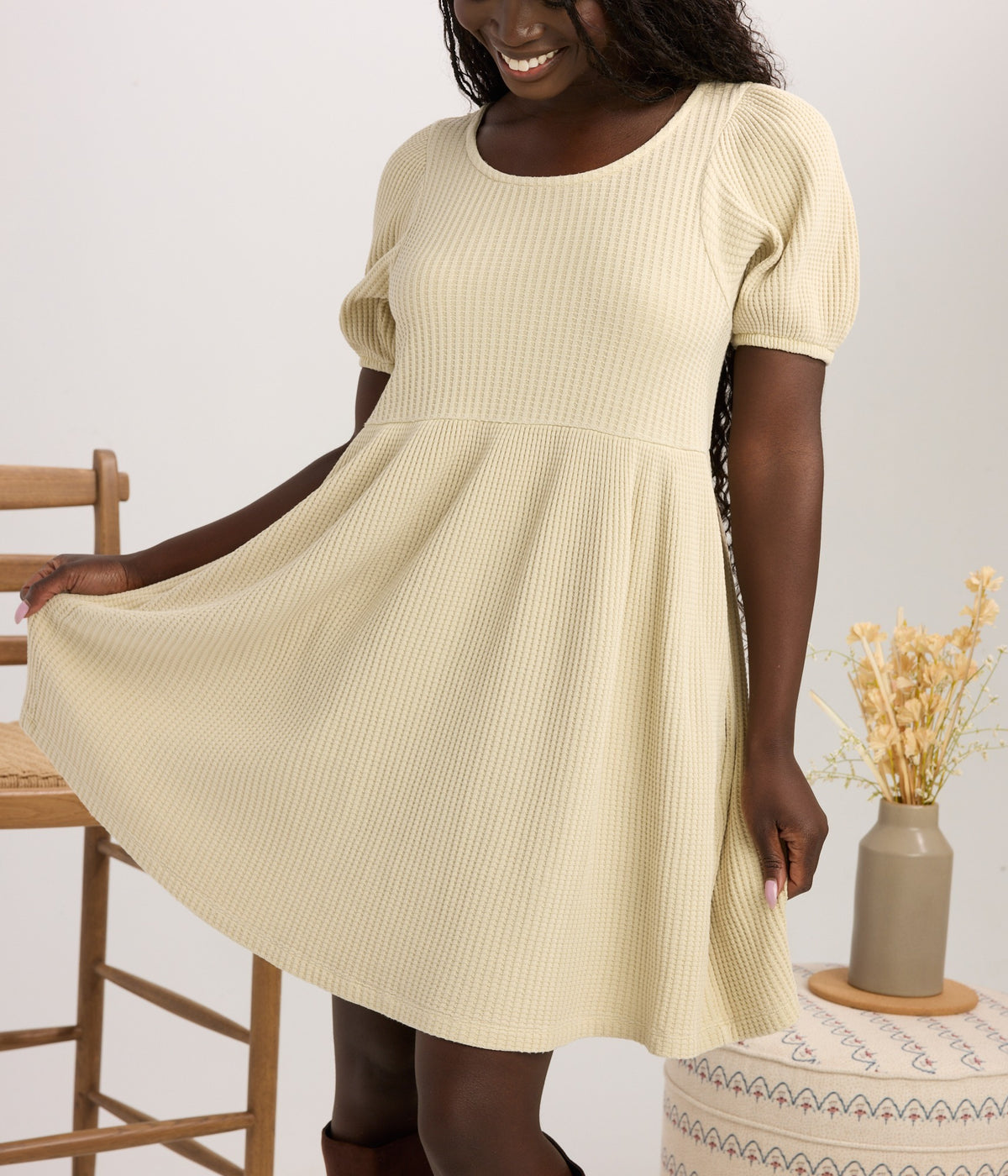 Ethel Waffle Knit Dress - Lunar