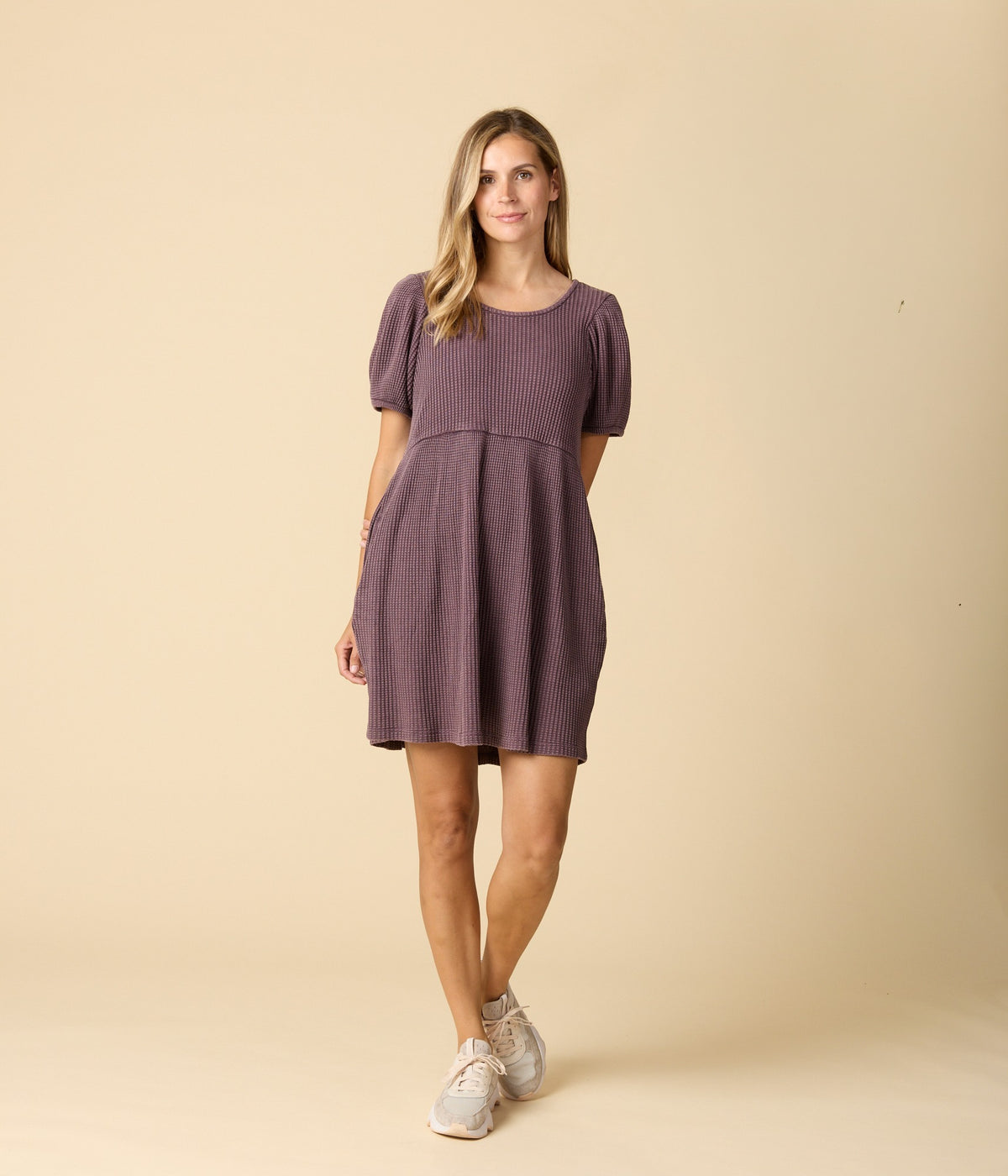 Ethel Waffle Knit Dress - Plum
