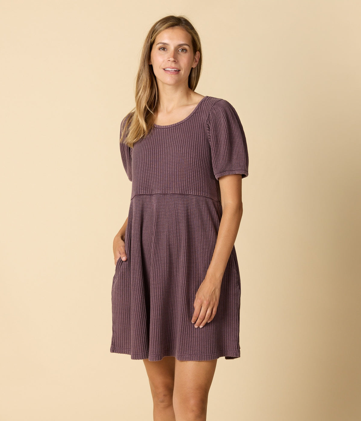Ethel Waffle Knit Dress - Plum