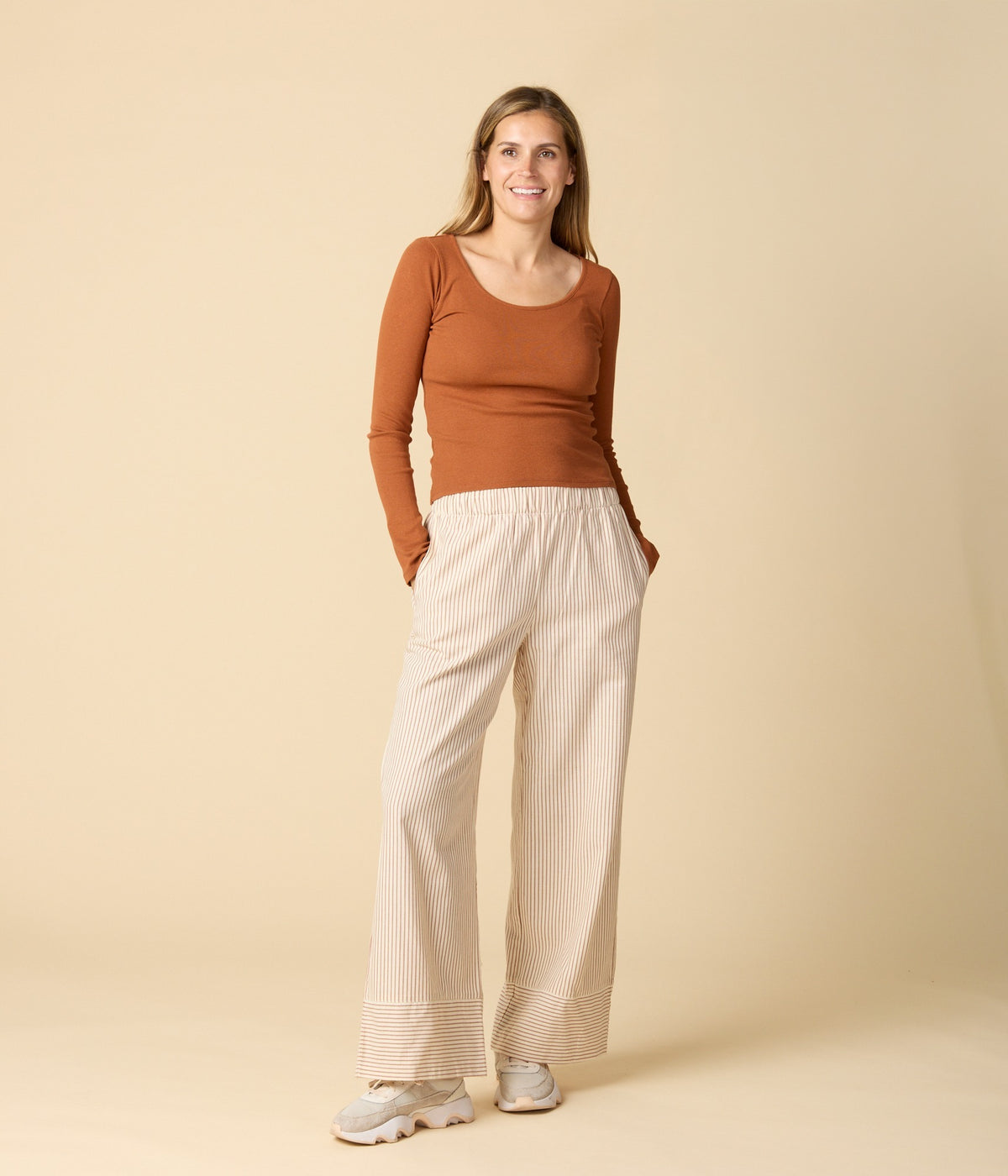 Ciara Flannel Pant - Pearl/Copper