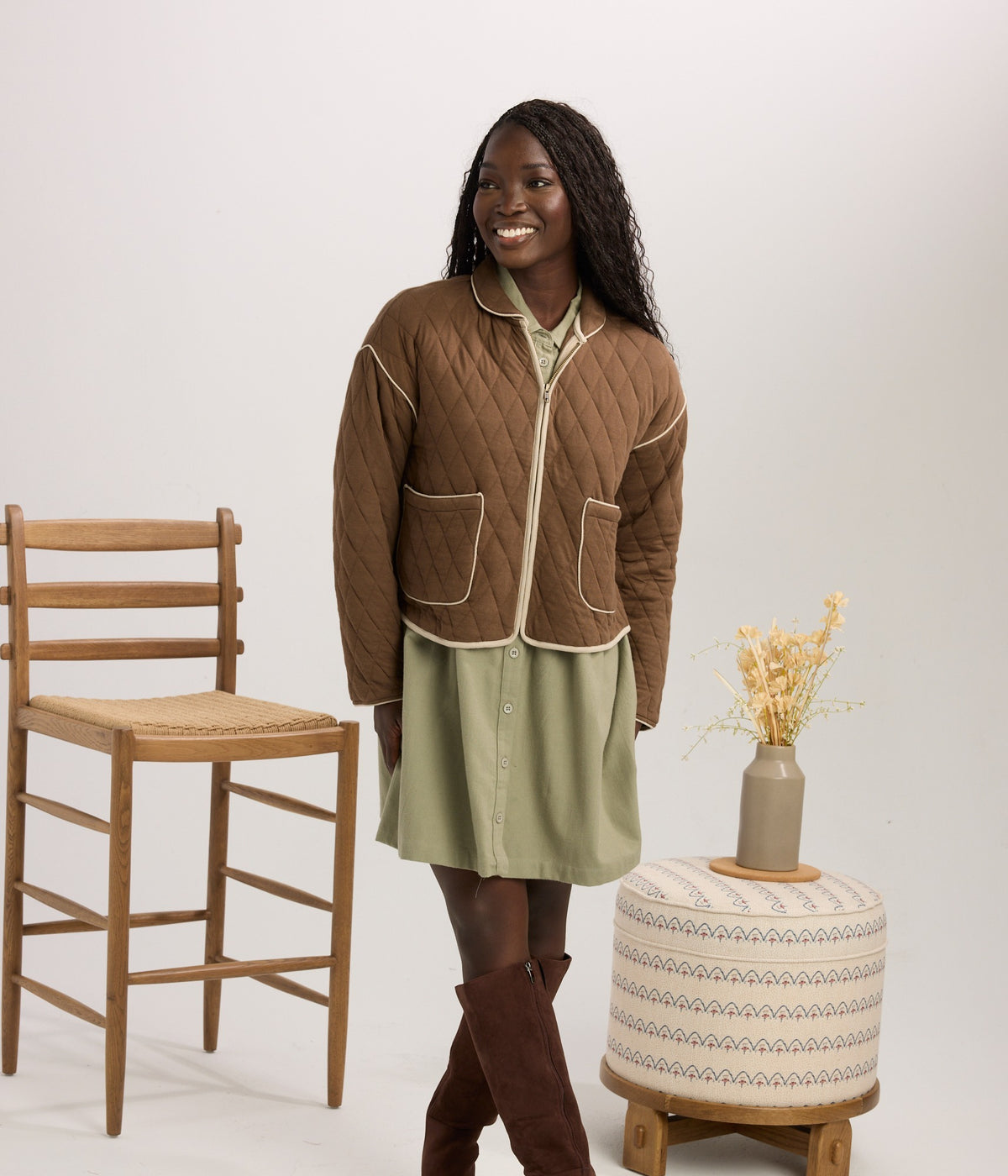 Elderberry Quilted Jacket - Chocolate