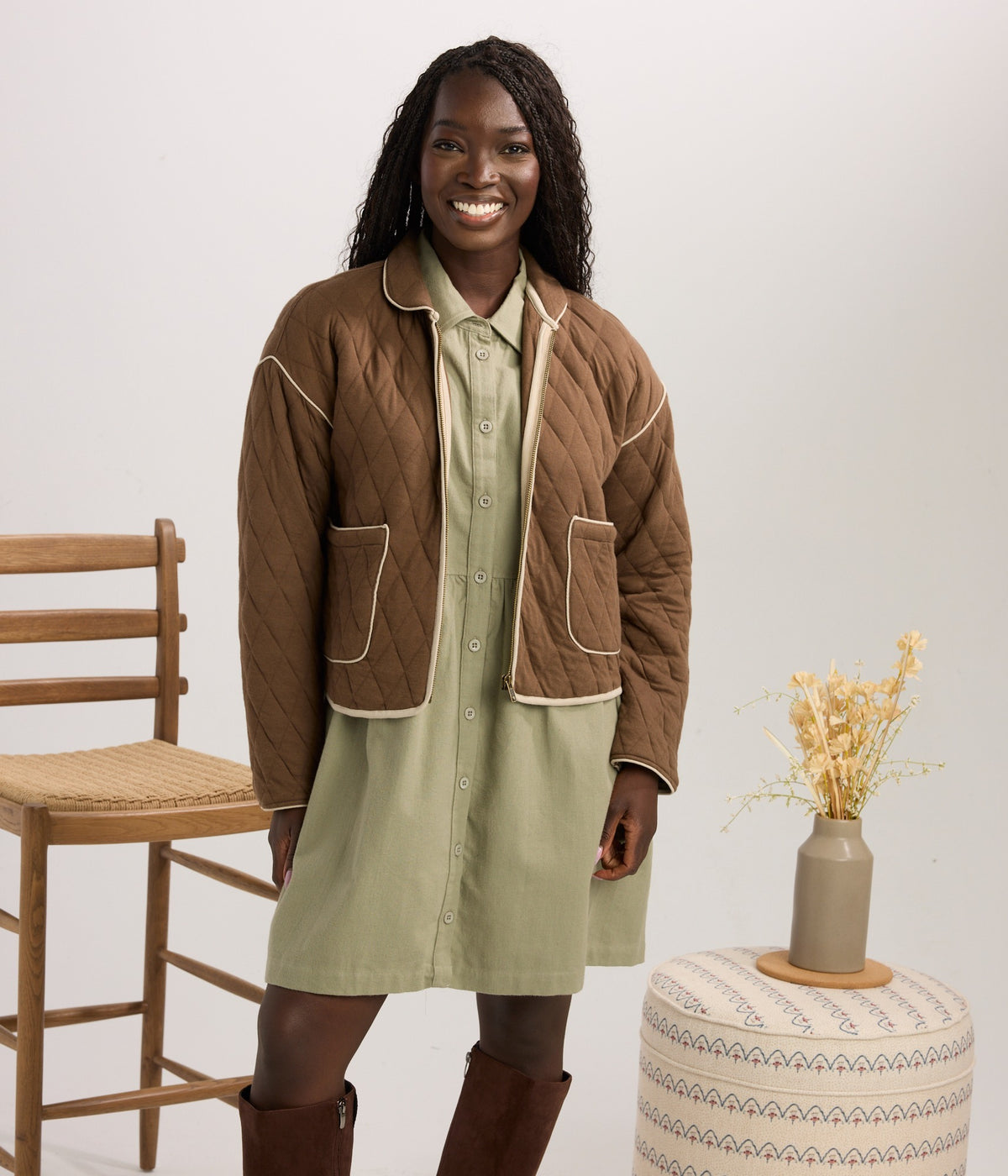 Elderberry Quilted Jacket - Chocolate