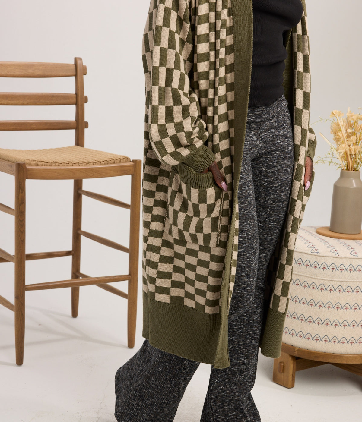 Baldwin Long Cardigan - Lunar/Pine
