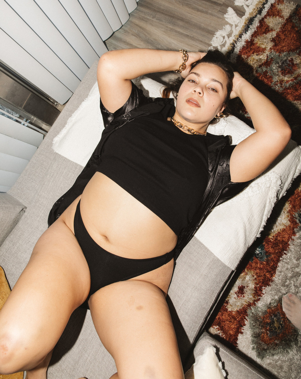 High Waist Thong 001 Black main image 1