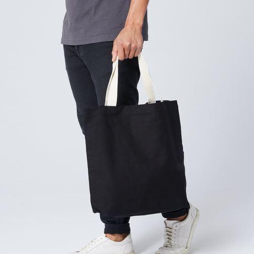 1 x Plain 100% Cotton Black Cotton Shopping Shoulder Tote Bag with